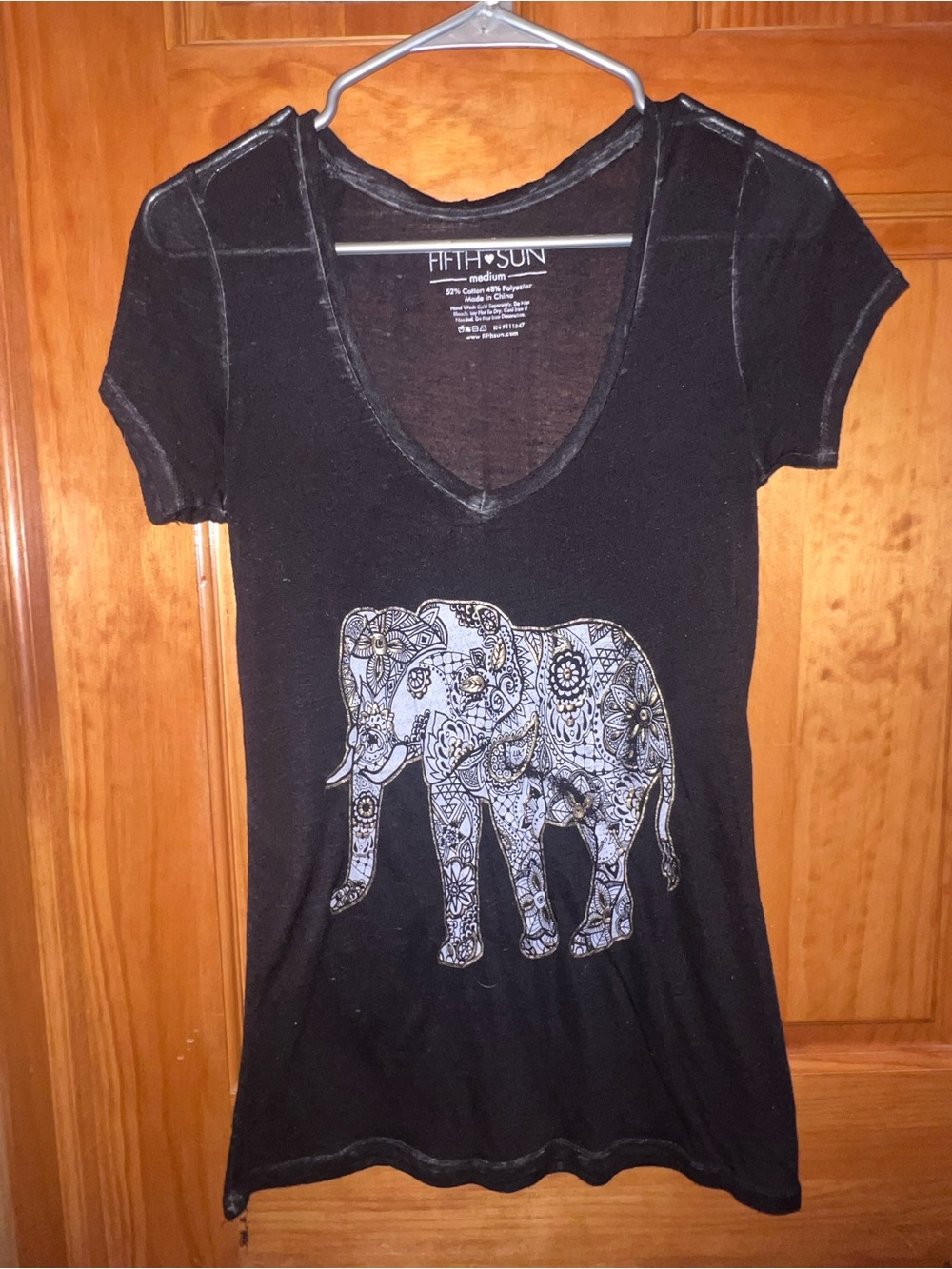 Fifth Sun Black V-Neck Graphic Tee